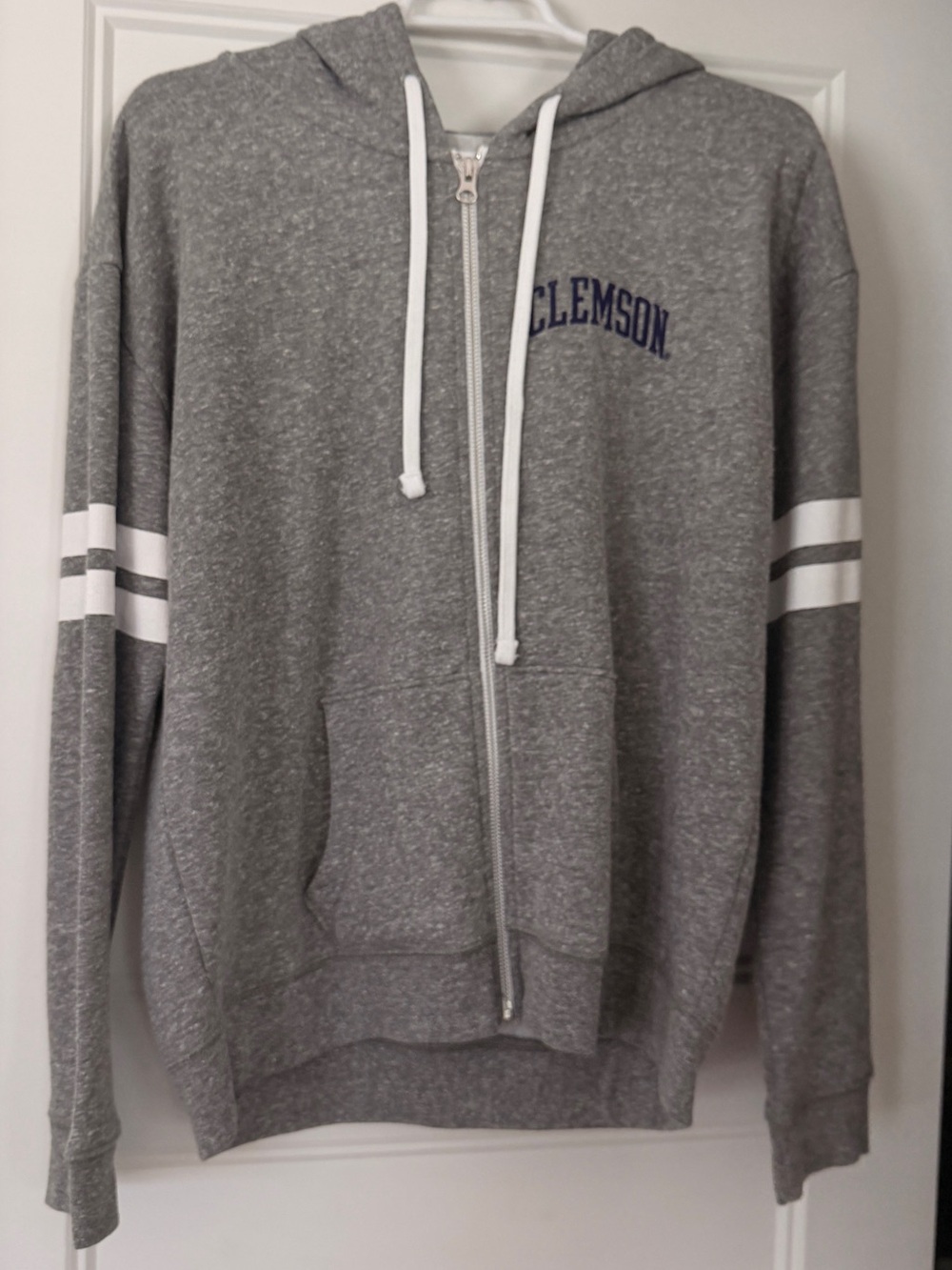 Clemson Gray Full-Zip Hooded Sweatshirt